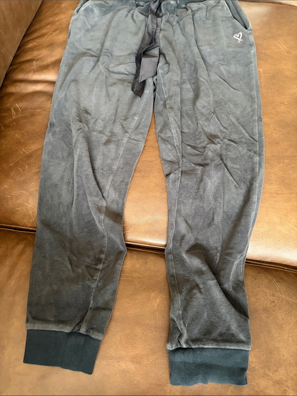 VS Velour Black Jogger Pants with Drawstring - Picture 3 of 4